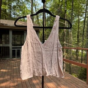 Aritzia Wilfred Gray V-Neck Sleeveless Silky Tank Tie Back